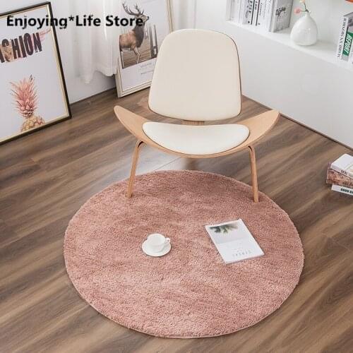 Thickened Simple Round Carpet Coffee Table Bedroom Living Room Solid Color Computer Chair Floor Mat Rugs for Children Rooms