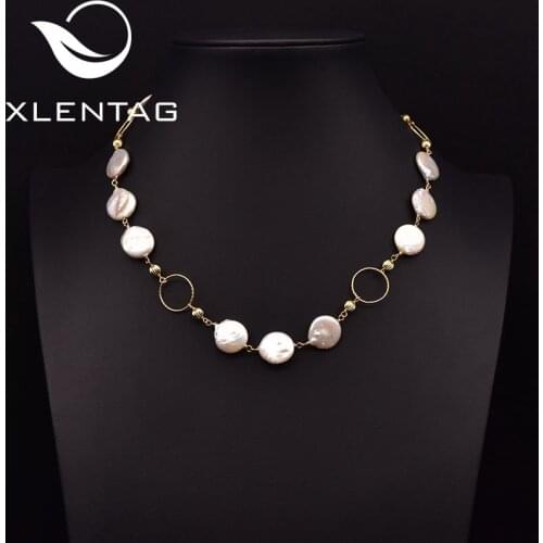 Xlentag Original Designer Geometric Irregular Round Baroque Necklace Adjustable Women Fashion High-Quality Jewelry GN0294B