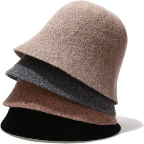 Women 100% Wool basin hats Bucket hats Winter thick warm Fisherman hats Brimless panama caps gorros NIANKA001