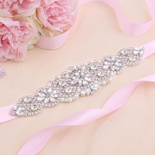 SESTHFAR Luxury Silver Crystal Wedding Belts Ceintures De Mariage Rhinestone Applique Female belts for Bridal Accessories