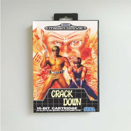 Crack Down - EUR Cover With Retail Box 16 Bit MD Game Card for Sega Megadrive Genesis Video Game Console