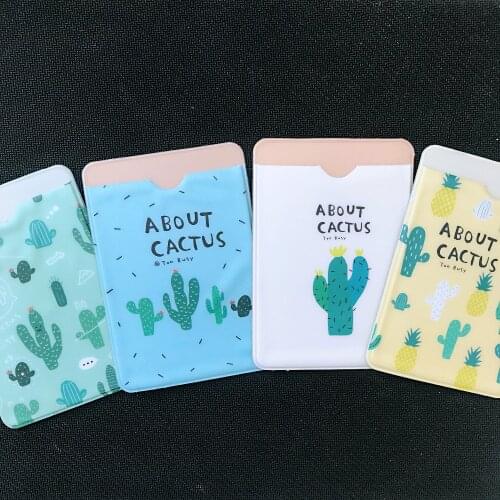 1X Fresh Fruit Cactus Animals Double-Layer Card Protection Tool School Office Supply Student Stationery Kitten Bag Kids Gift