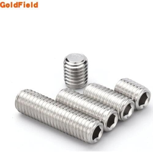 50/30pcs 304 DIN913 stainless steel Allen Head Hex Hexagon Socket Flat Point Set Screw End Grub Headless Bolt M6 M8 M10 M12