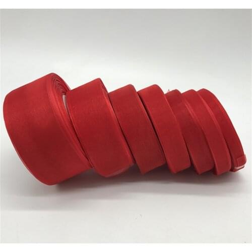 50yards 10mm-50mm Red Organza Ribbon Gift Wrapping Bow Wedding Decoration DIY Christmas Ribbons