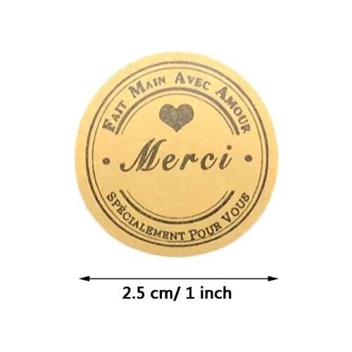 500pcs Kraft Merci French Thank You labels Stickers Envelope Package Seal
