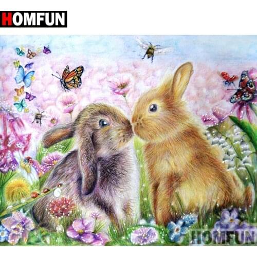HOMFUN 5D DIY Full Diamond Embroidery "Cartoon rabbit" Diamond Painting Cross Stitch Rhinestone Home Decoration A20026
