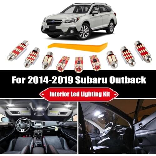 10pcs White Car LED Bulbs Interior Map Dome Light Kit For 2014-2017 2018 2019 Subaru Outback Trunk Door License Plate Lamp