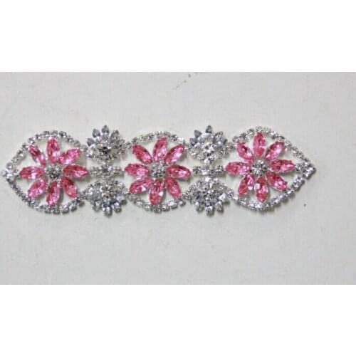 Free Shipping Wholesale 10pcs/lot 4.6'' Acrylic Stone and Rhinestone Applique for Wedding Gown Bridal Sash Evening Wear LSAP031