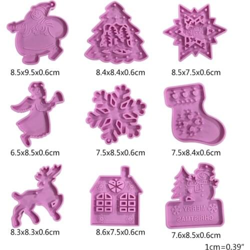 N84D Shiny Glossy Silicone Resin Molds Christmas Keychain Mold DIY Keychain Pendant Jewelry Epoxy Resin Crafting Molds