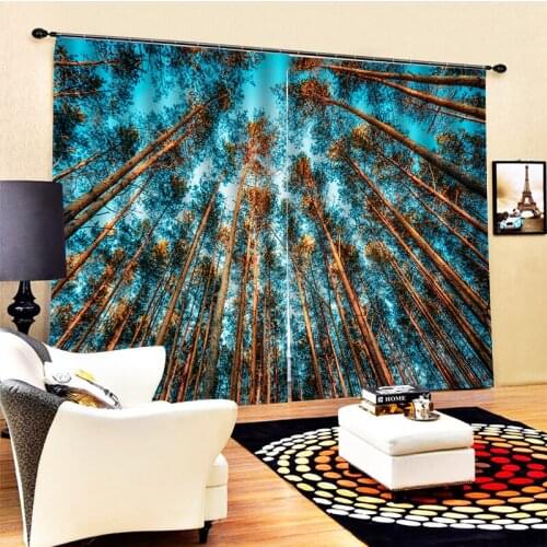 Photo blue forest curtains 3D Window Curtains For Living Room Bedroom Customized size 3d stereoscopic curtain