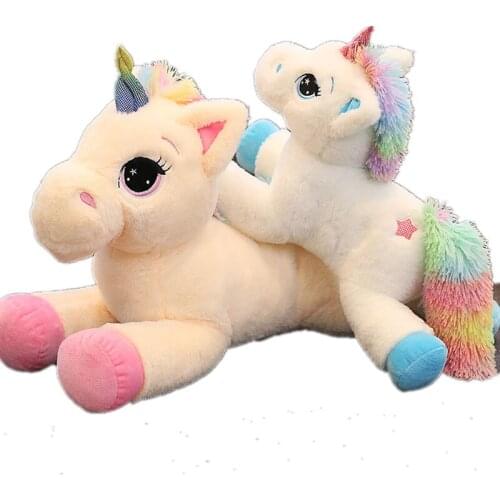 Giant Size Rainbow Cartoon Animal Horse Stuffed Toy Unicorn Soft Horse Plush Ponies Doll