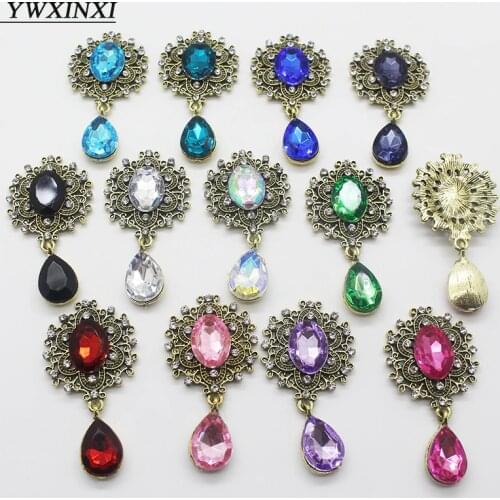 Hot Selling Ancient Bronze 10pcs Rhinestones ne Hanging crystal Jewelry Wedding Decoration Handmade Crafts Design Accessories