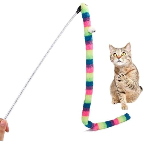 Cat Teaser Wand Cat Interactive Toy Funny Caterpillar Colorful Rod Teaser Wand Pet Cat Supplies Cat Toy Accessory