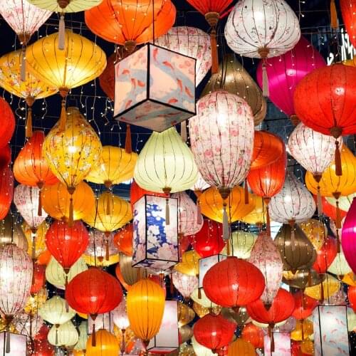 Chinese Silk Lantern Traditional Japanese Vietnam Lantern Balcony Outdoor Party Spring Festival New Year Hanging Lanterns