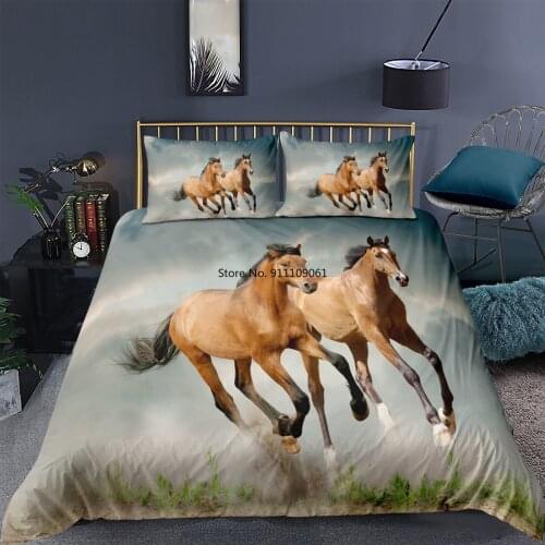 Wild Animal Bedding Set 3D Steed Printed Duvet Cover Pillowcase 2/3 Pcs Single Twin Queen Double King Full Size Soft Quilt Cover