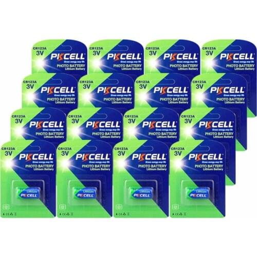 16x PKCELL CR123A Lithium Photo Batteries 3V 1500mAh CR123A CR123 123A CR17345 16340 3Volt LiMnO2 Photo Batterie For Camera