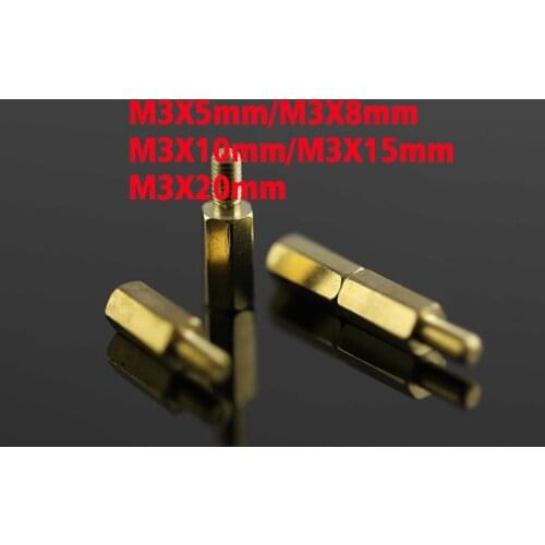 M3 Copper screw Brass Spacer Hex Standoff Pillar M3 Male Spacers Copper Screw Free shipping