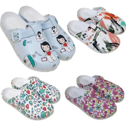 Nurse Doctor Print Flat Flip Flops Shoes Women Sneakers Cosplay Shoes Slip On Light Summer Comfortable Flats Shoes
