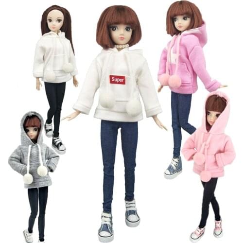 Fashion Doll Clothes Sweatshirt Coat For Barbie Dolls Clothes For Barbie Doll Outfits Pants Canvas Shoes 1/6 Dolls Accessories