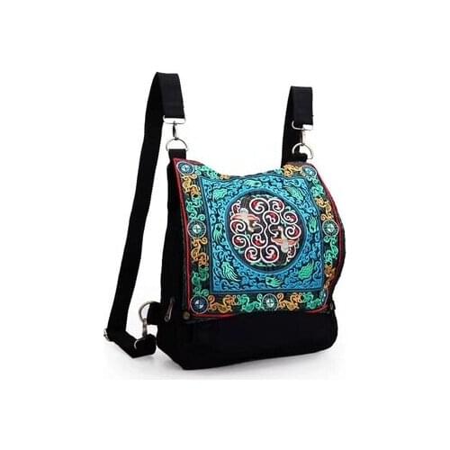 Fashion national embroidery women shopping backpacks!Nice floral embroidered lady casual backrack Hot multi-use canvas backruck
