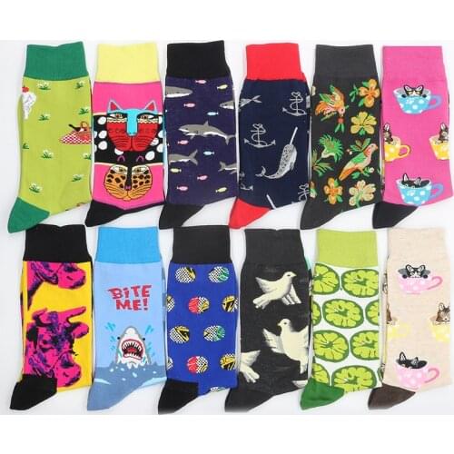 Mens Cotton Socks Gifts Funny Sock Warm Winter Christmas Womens Set Print Animal Cat From The Factory Dropshipping Contact Us