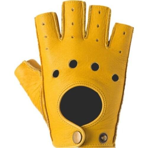 Motorcycle Gloves Genuine Leather Men Retro Guantes Half Finger Moto Gloves Motorbike Biker Riding Gloves