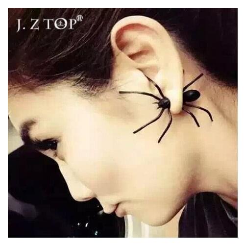 Punk Black Spider Stud Earrings Funny Personality Hip Hop Piercing Earrings For Women Men Girl Halloween Gift boucle d'oreille