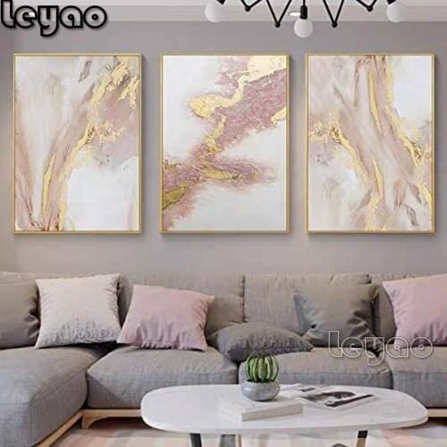 Full Square/Round Drill Triptych Rose Gold Abstract Diamond Painting Water Flow Shape Modern Home Decor Embroidery Cross Stitch