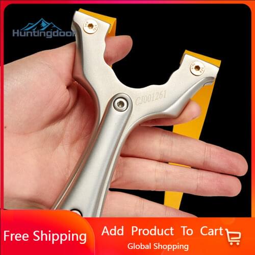 Huntingdoor Stainless Steel Slingshot Professional Competitive High-precision Shooting Bow Powerful Catapult with Rubber Band
