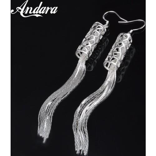 New Fashion 925 Sterling Silver Earrings Tassel Long Earrings Woman Wedding Wedding Jewelry Gift