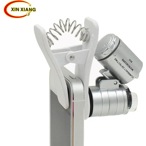 60X Clip-On 9882W phone Microscope Magnifier with LED / UV Lights for Universal SmartPhones iPhone Samsung HTC Magnifier