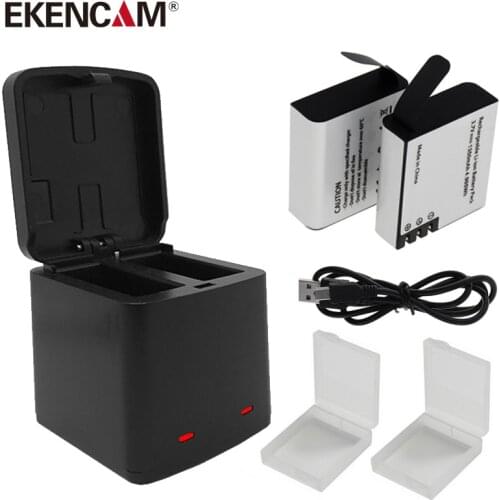 EKENCAM 2 Port Storage Box Charger with TUYU Battery for SJCAM SJ4000 Battery Sj5000 M10 SooCoo c30 F68 EKEN H5s H6s H9 Battery