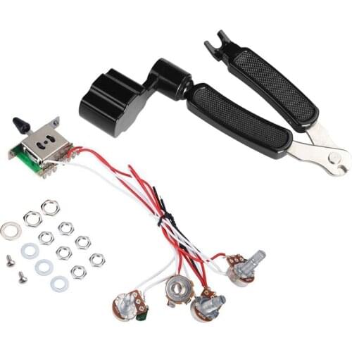 1Pcs Guitar String Winder String Cutter Pin Puller & 1Pcs Pots for Strat Guitar PreWired 5 Way Switch 3-500K Pot