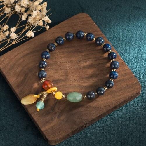 2021 Creative Bracelets Hand-Woven Colorful Natural Lapis Lazuli Bracelet Women Girl Jewelry