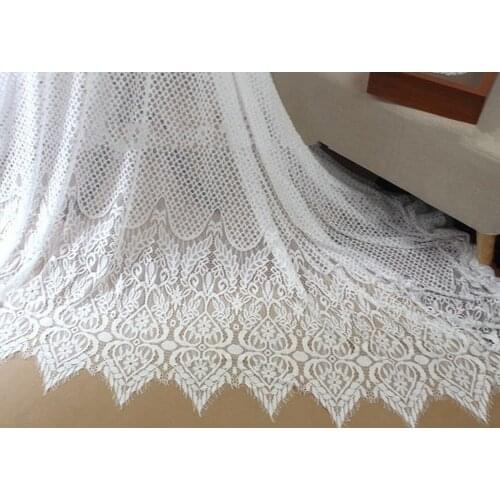 3M/Lot 100% Polyester Two Color Hollow Embroidery Eyelash Lace Fabric Accessories Clothing Fabric for Dress