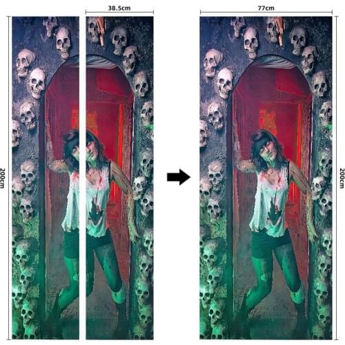 Pumpkin Skull 3D Door Sticker PVC Poster Halloween Wallpaper Self Adhesive For Living Room Decoration Home Party Decor