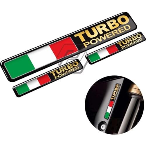 3D Italy Flag Turbo Powered Sticker Motorcycle Tank Decal Car Tail Turbo Stickers