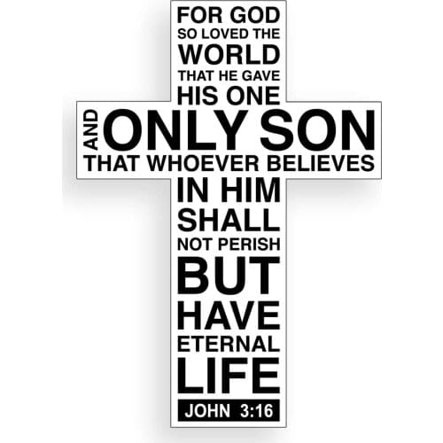 Motor Dirt Bike Applique John 3:16 Script Cross Sticker Handwritten Religious Word Car Styling Window Bumper Vinyl Decal