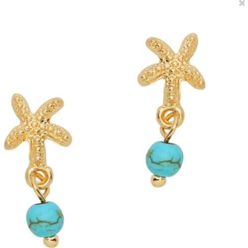 100pcs Starfish Turquoise Bead Dangle 2colors Glitter Flower 3D Nail Art Decorations with Rhinestones, Alloy Nail Charms Jewelry