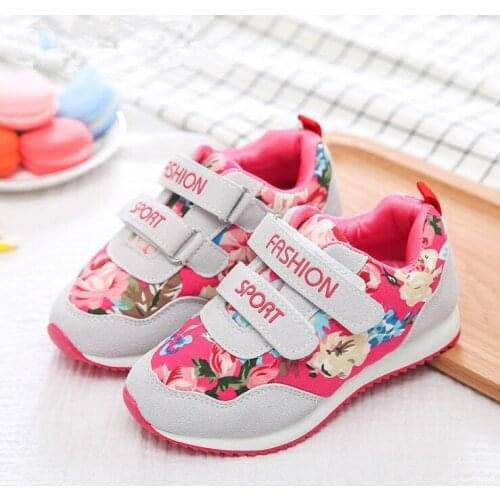 Childrens sports shoes 2021 spring new boys and girls running shoes Korean fashion floral student shoes age 4--12 years old