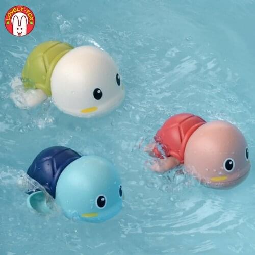 Kids Bath Toys Cute Cartoon Animal Tortoise Classic Baby Water Toy Infant Swim Turtle Wound-up Chain Clockwork Beach Bath Toys
