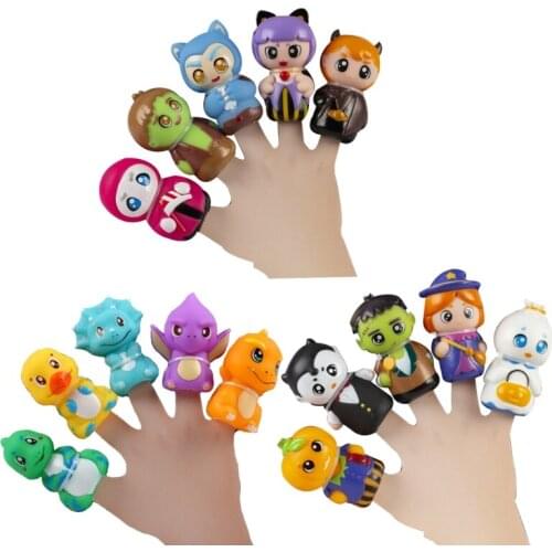 Baby Silicone Toy Finger Puppets Tell Story Props 10pcs Animals or 6pcs Family Doll Kids Toys Children Gift