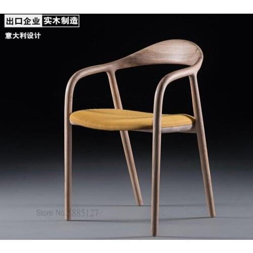 Customized Designer Chair Backrest Nordic Solid Wood Simple Hiroshima Kennedy President Chair Armrest Dining Chair New Chinese S