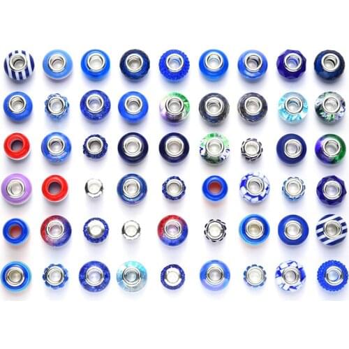 Julie Wang 54PCS Mixed Beads Round Acrylic Resin Big Hole Spacer Beads Bracelet Jewelry Making Accessory