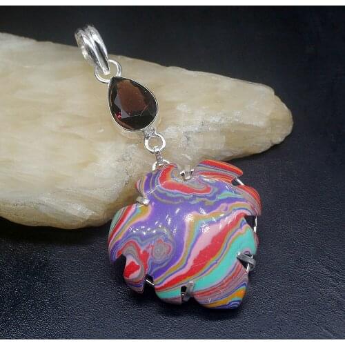 Gemstonefactory Jewelry Big Promotion 925 Silver Charm Stripe Jasper Amethyst Women Ladies Gifts Necklace Pendant 0968