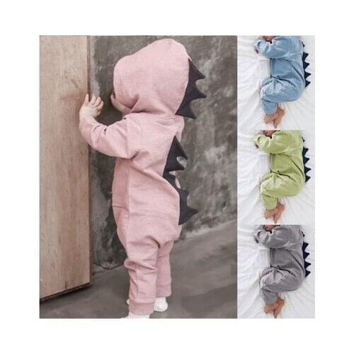 Newborn Infant Baby Romper Boy Girls Dinosaur Style Patchwork Romper Jumpsuit Hooded Outfits Autumn Winter Baby Onesie Clothes