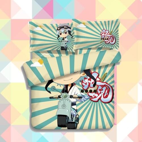 Anime Cartoon Sakata gintoki Quilt Cover Soft Printed Bedding Set With Pillow Cases Bed Sheet Duvet Cover Set No.CP151221