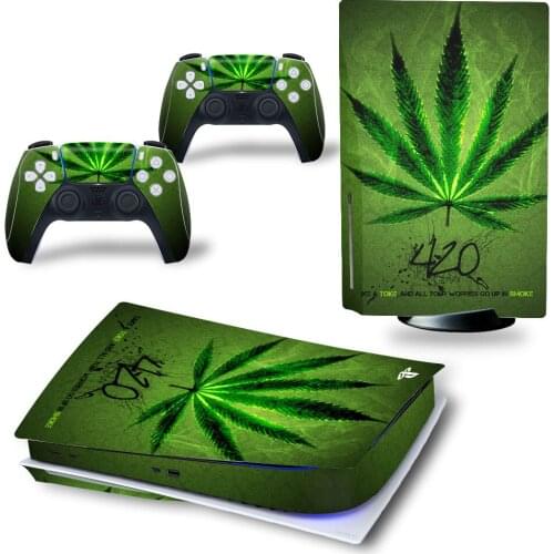 Leaf Style PS5 Standard Disc Edition Skin Sticker Decal Cover for PlayStation 5 Console & Controller PS5 Skin Sticker Vinyl