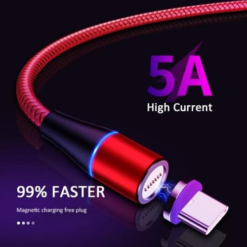 Round head magnetic data cable 5A is suitable for Huawei super fast charging mate20 super flash charging TYPE-C charging cable