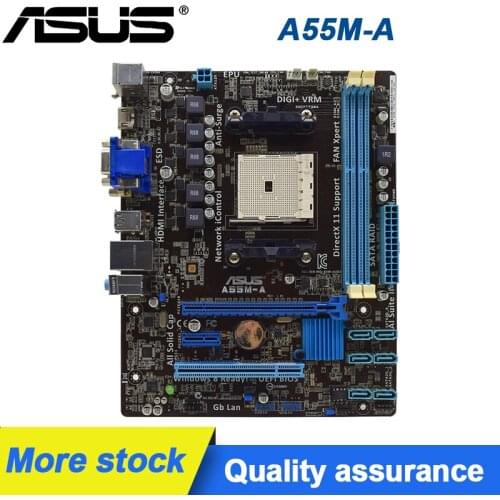 ASUS A55M-A Desktop Motherboard Socket FM2 AMD A55 DDR3 AMD A10/A8/A6/A4/Athlon Cpus SATA2 USB2.0 PCI-E X16 Used motherboard
